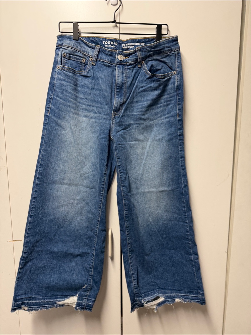 torrid Blue Wide-Leg Distressed Hem Jeans
